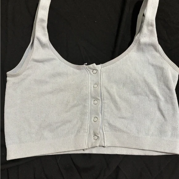 Women's White Button-Front Ribbed Top - Picture 1 of 1